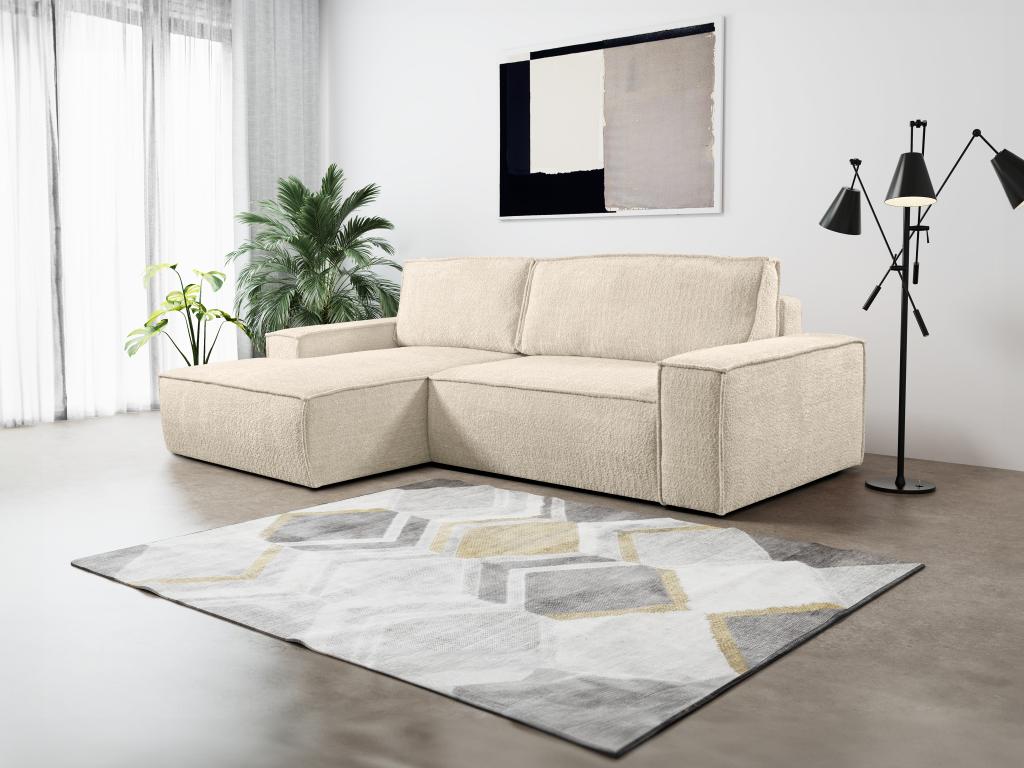 Ecksofa mit Schlaffunktion - Bouclé-Stoff - Beige - Ecke Links - AMELIA günstig online kaufen