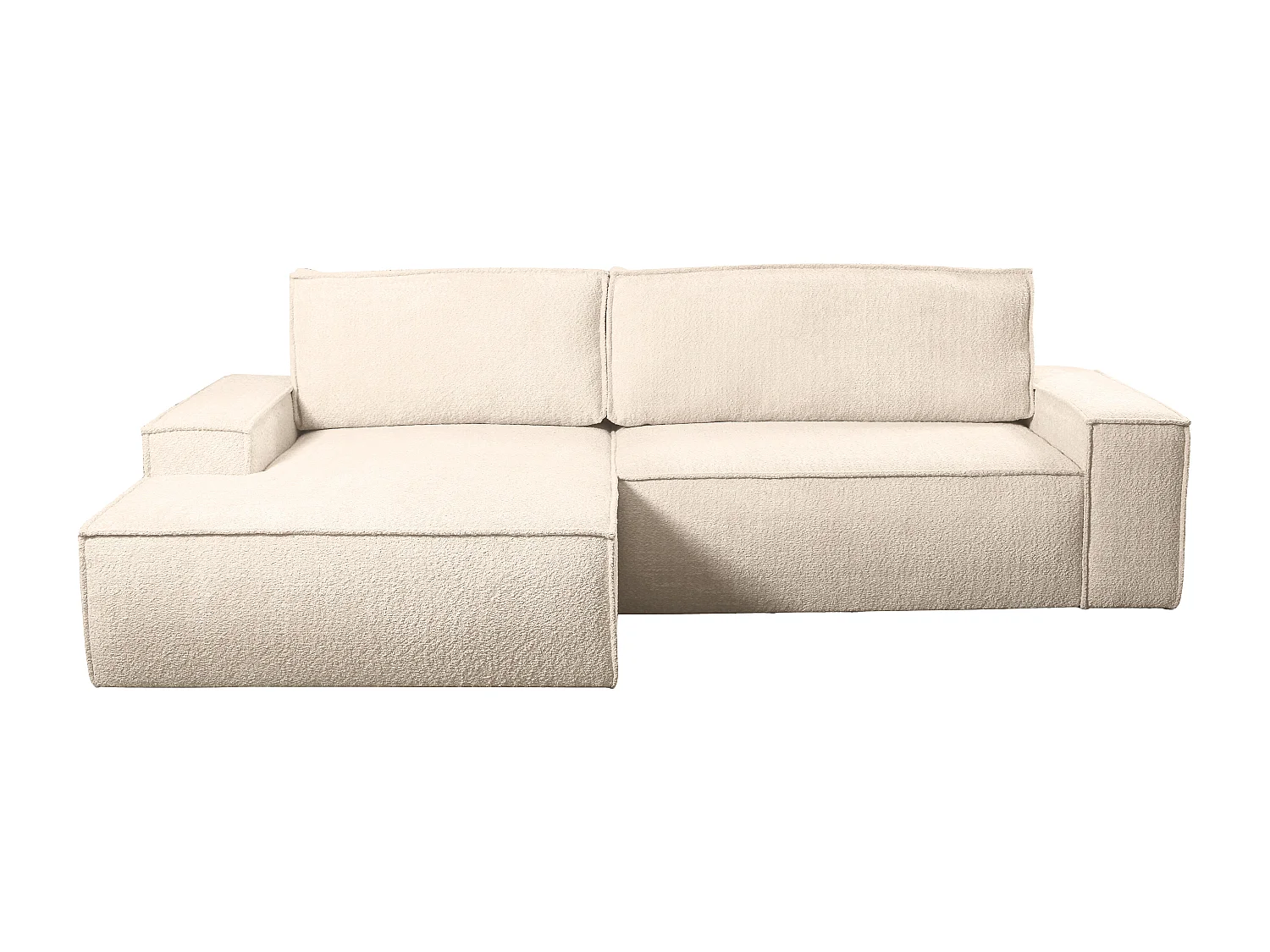 Canapé d'angle convertible en tissu bouclette beige AMELIA - Angle Gauche