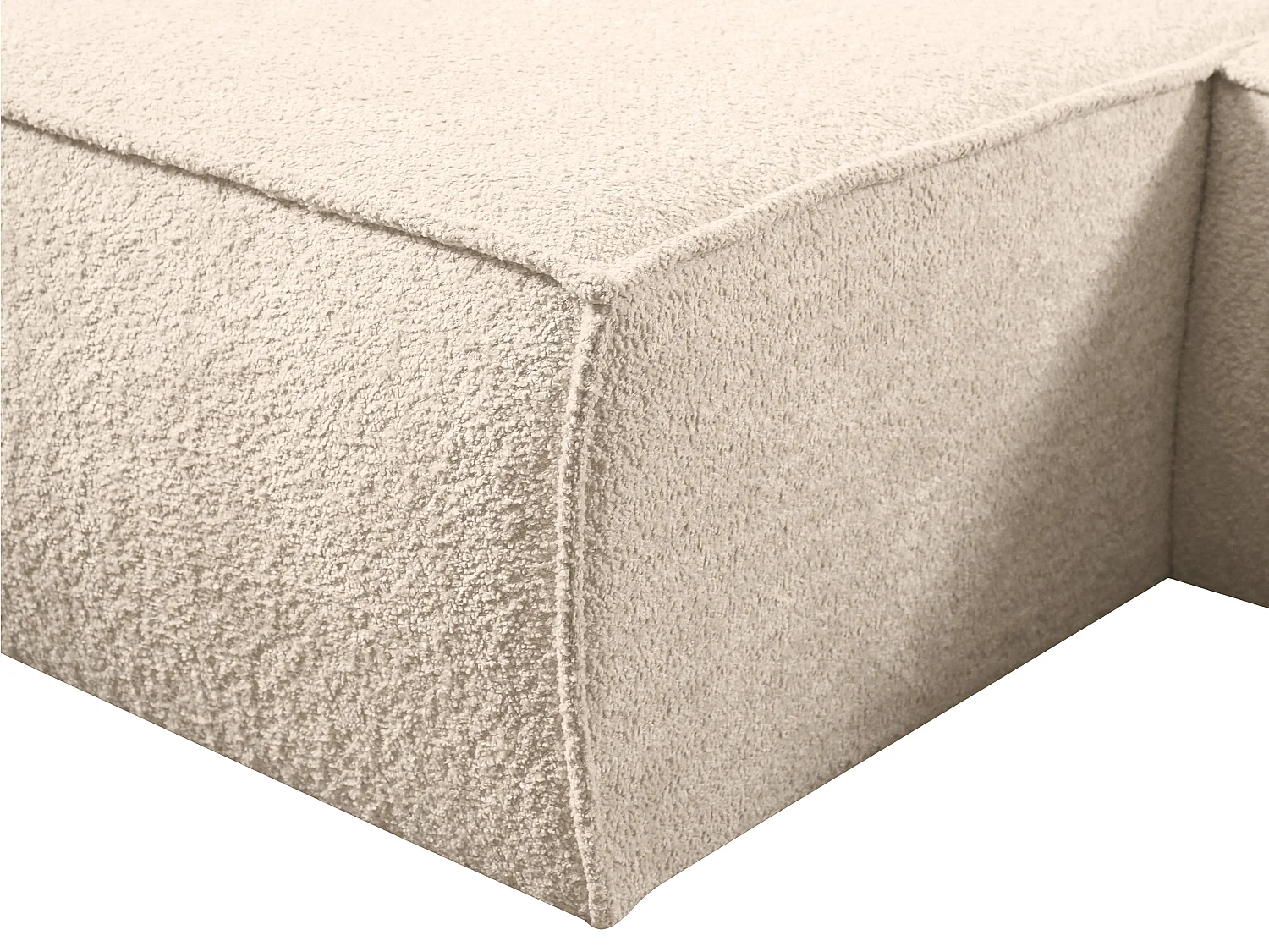 Canapé d'angle convertible en tissu bouclette beige AMELIA - Angle Gauche