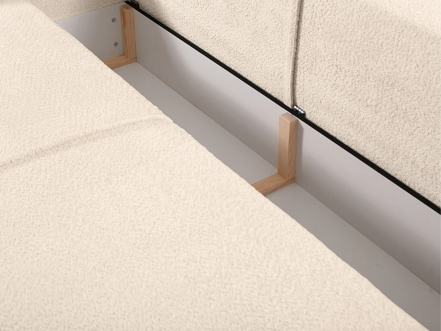 Canapé d'angle convertible en tissu bouclette beige AMELIA - Angle Gauche