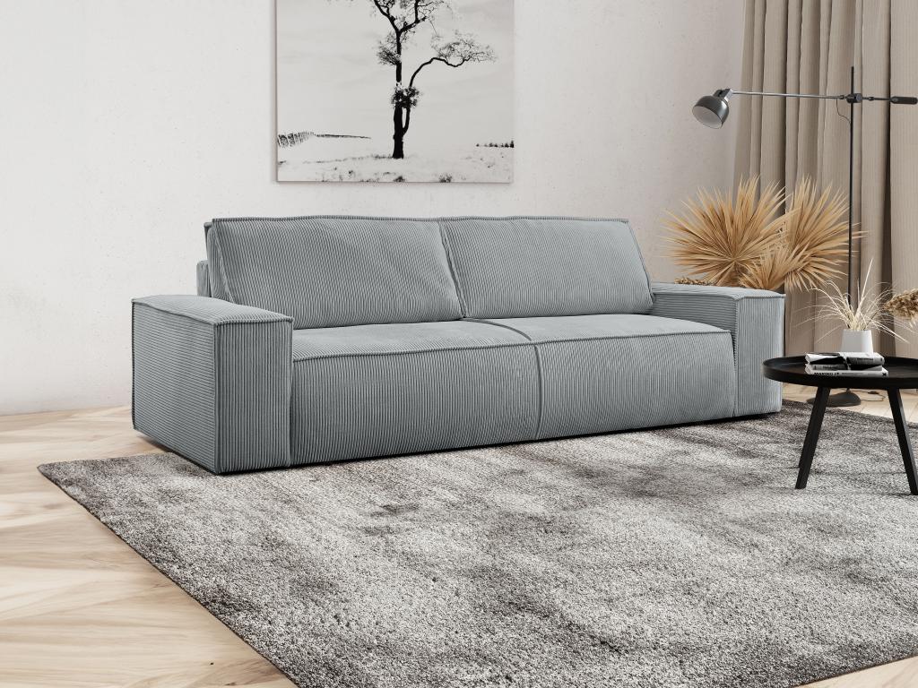 Schlafsofa 4-Sitzer - Cord - Hellgrau - AMELIA günstig online kaufen