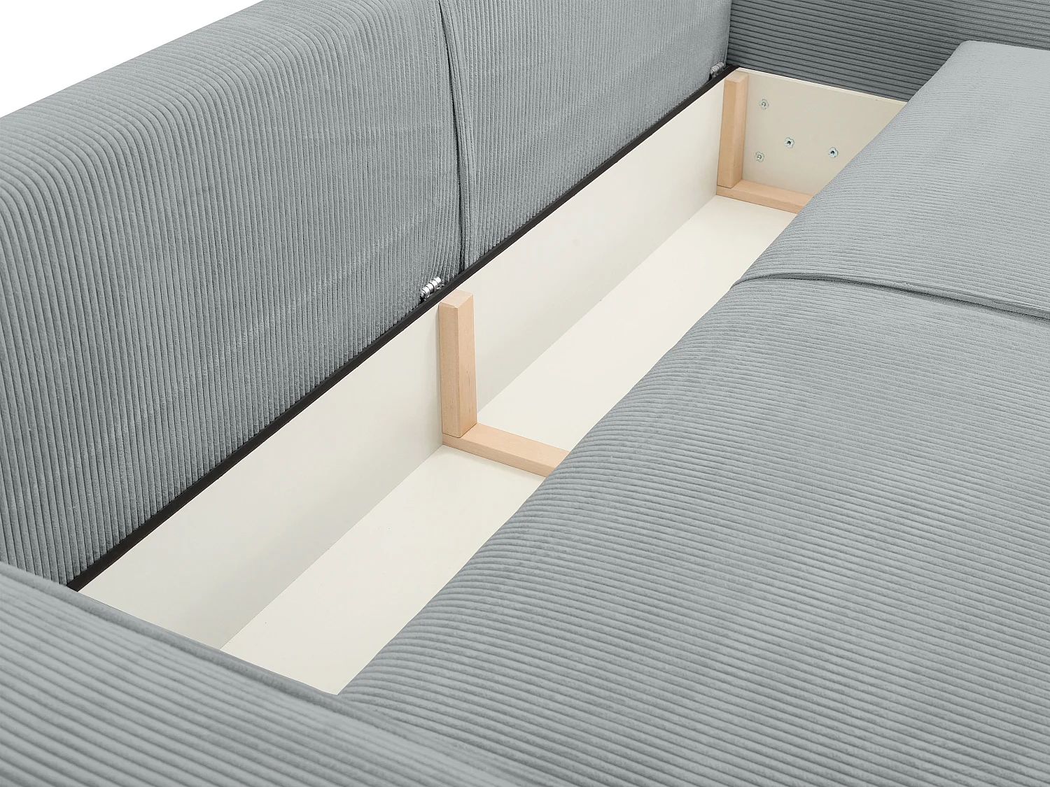 Sofá de 4 lugares convertível em veludo canelado cinza-claro AMELIA da PASCAL MORABITO