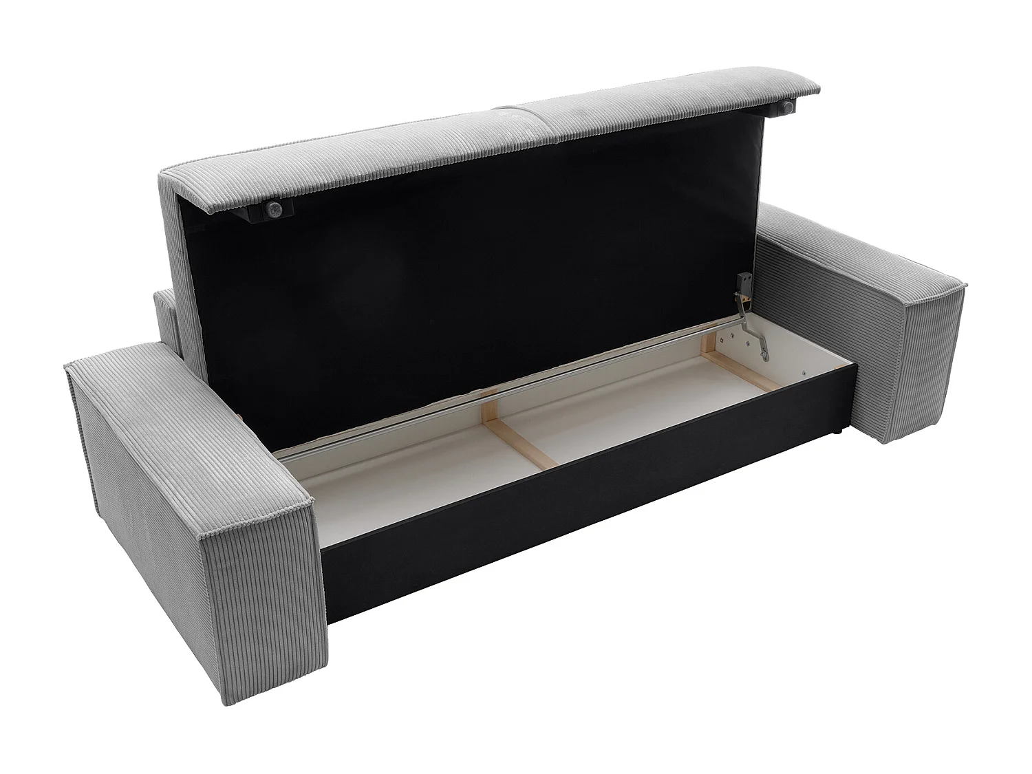 Canapé 4 places convertible en velours côtelé gris clair AMELIA