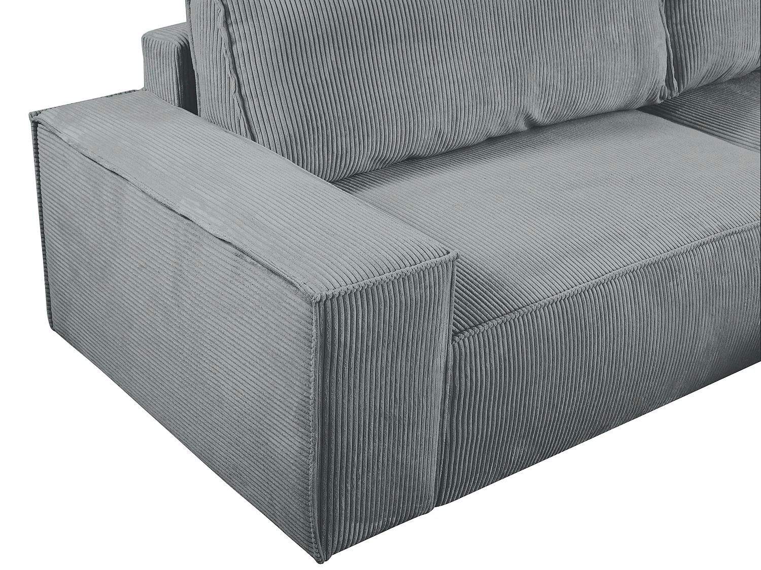 Canapé 4 places convertible en velours côtelé gris clair AMELIA