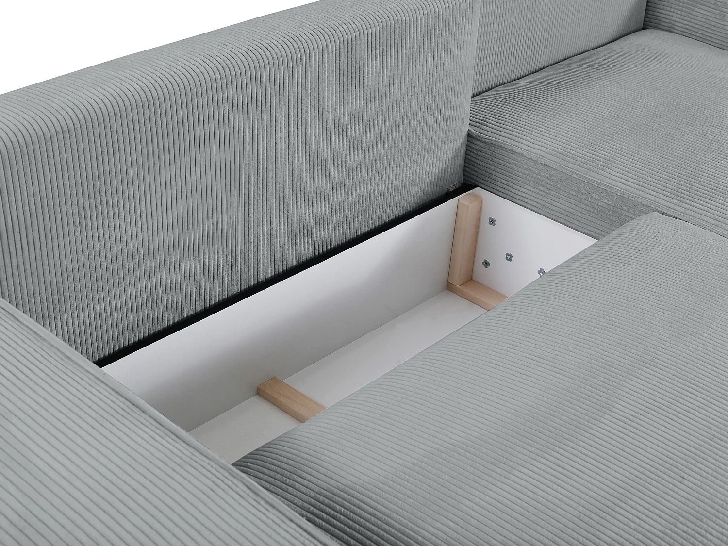 Canapé 4 places convertible en velours côtelé gris clair AMELIA