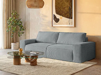 Sofá cama de 4 plazas de pana gris claro AMELIA de PASCAL MORABITO