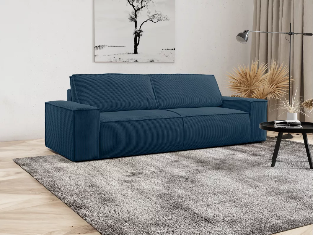 Kauf Unique Schlafsofa 4-Sitzer - Cord - Blau - AMELIA