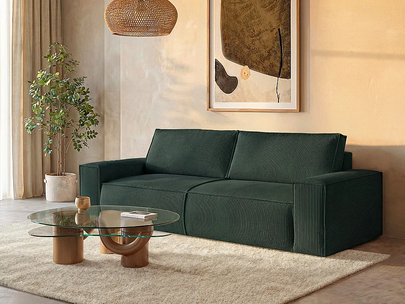 Schlafsofa 4-Sitzer - Cord - Tannengrün - AMELIA