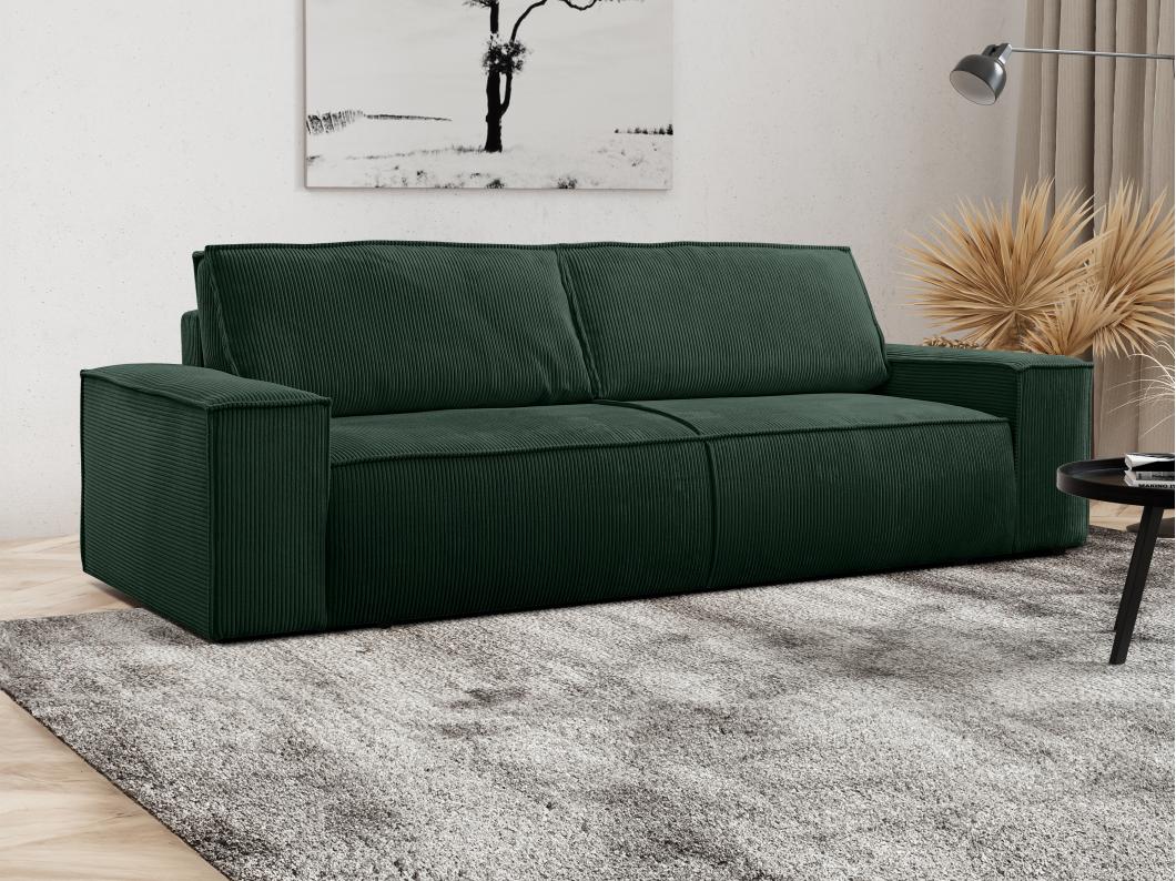 Schlafsofa 4-Sitzer - Cord - Tannengrün - AMELIA