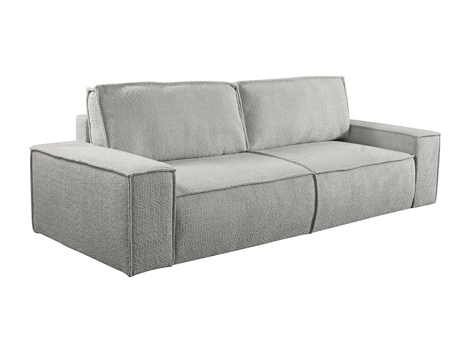Canapé 4 places convertible en tissu bouclette gris AMELIA