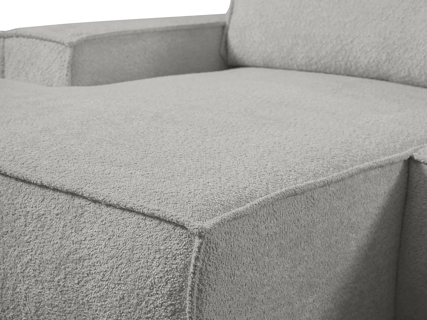 Canapé 4 places convertible en tissu bouclette gris AMELIA