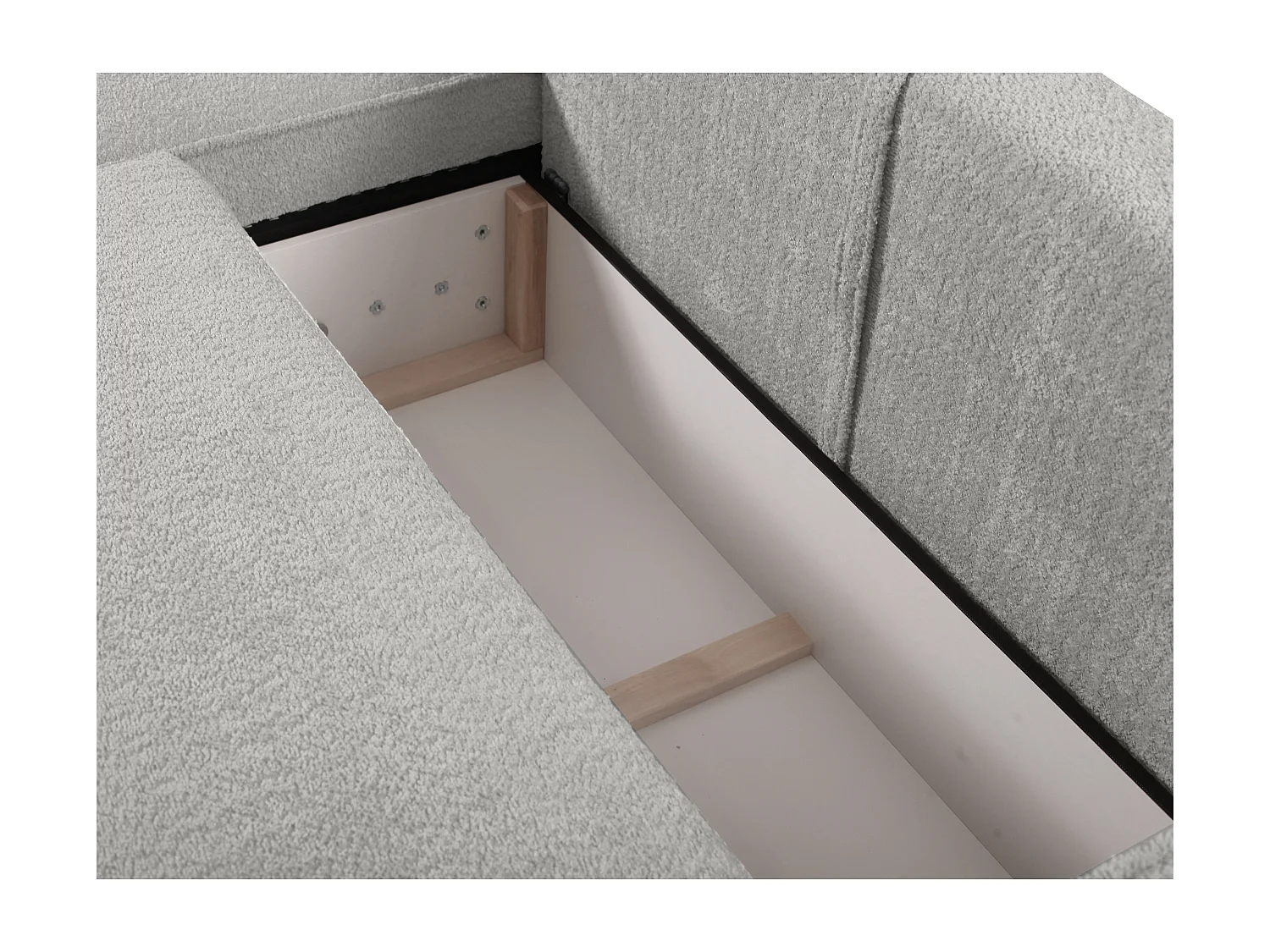 Canapé 4 places convertible en tissu bouclette gris AMELIA