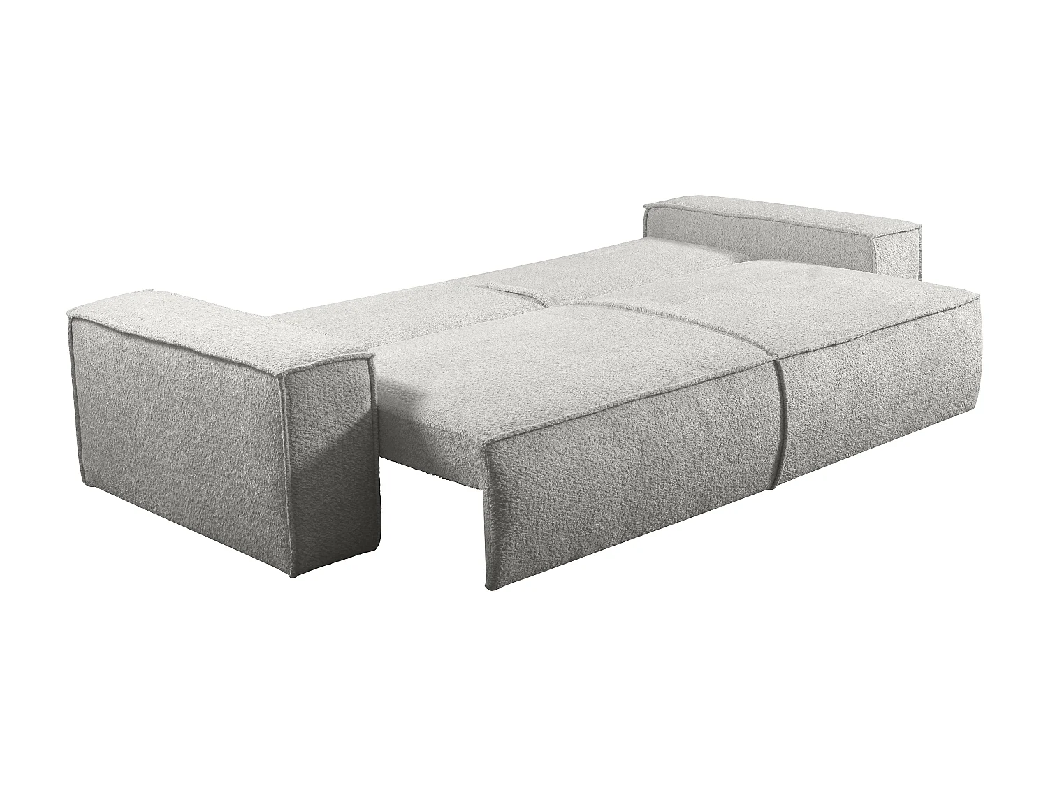 Canapé 4 places convertible en tissu bouclette gris AMELIA