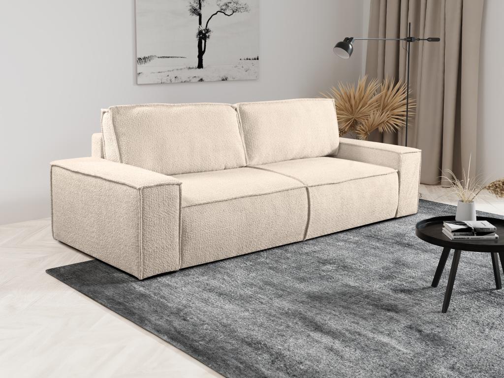 Schlafsofa 4-Sitzer - Bouclé-Stoff - Beige - AMELIA günstig online kaufen