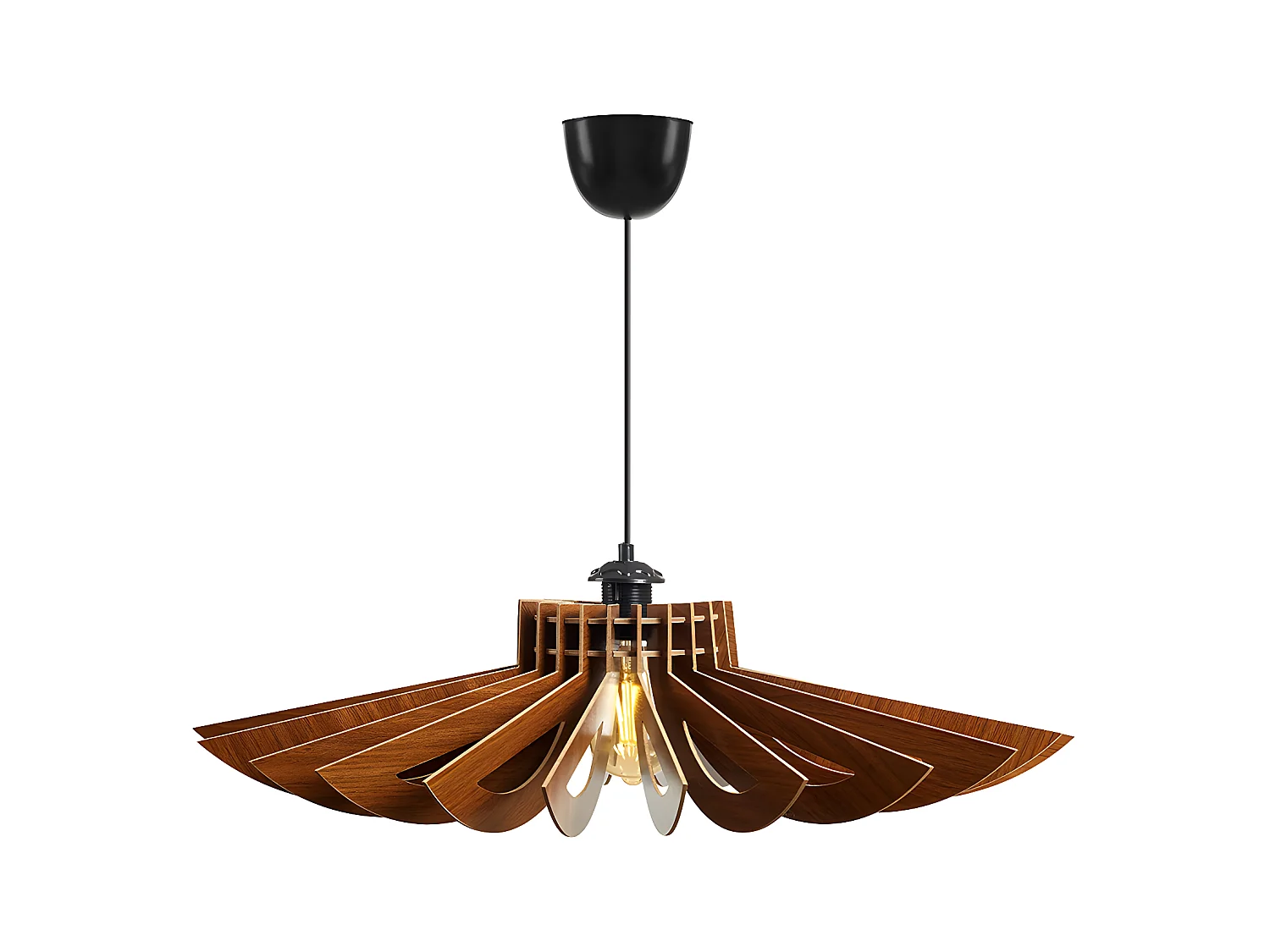 Suspension ajourée en MDF - D. 68 x H. 50 cm - Coloris noyer - FARITA