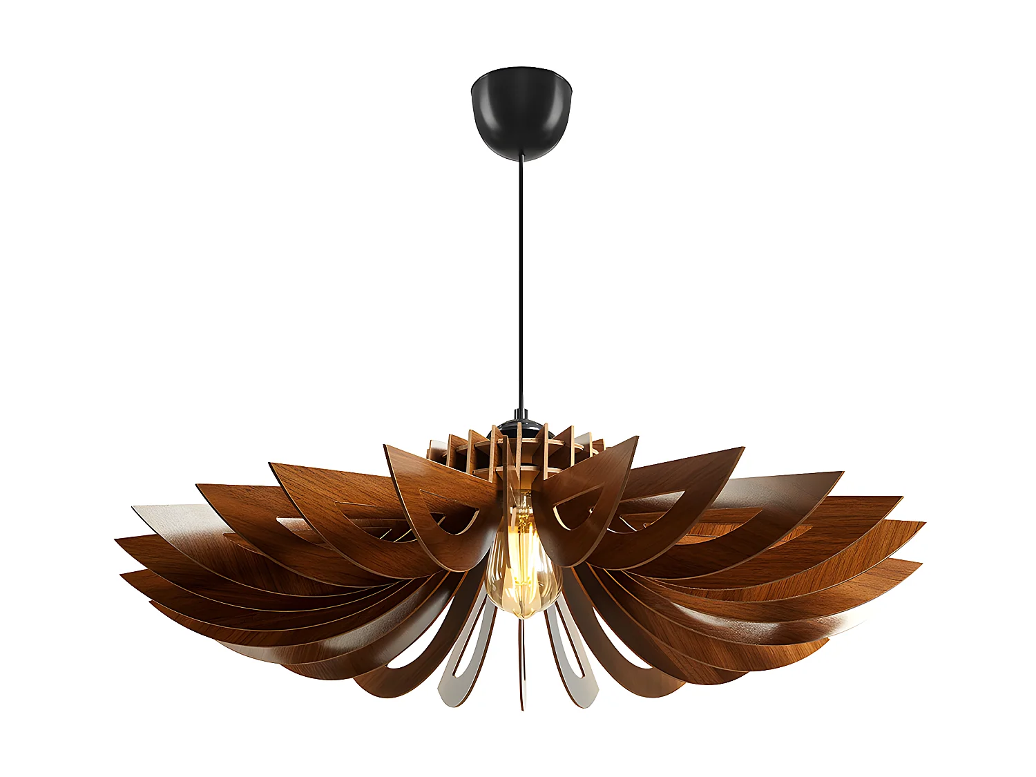 Gennembrudt MDF-pendel - D. 68 x H. 50 cm - Valnøddefarve - FARITA