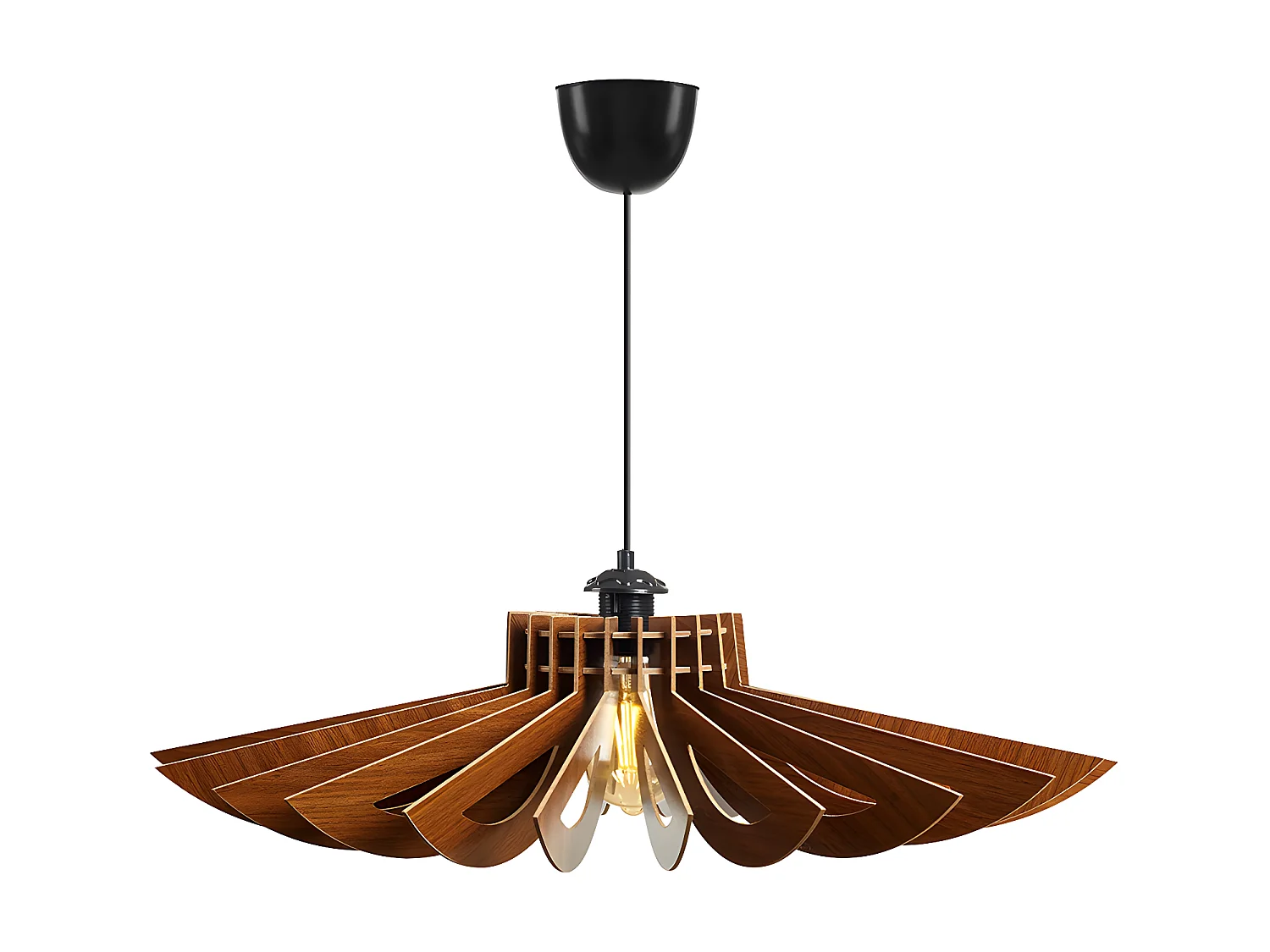 Suspension ajourée en MDF - D. 68 x H. 50 cm - Coloris noyer - FARITA