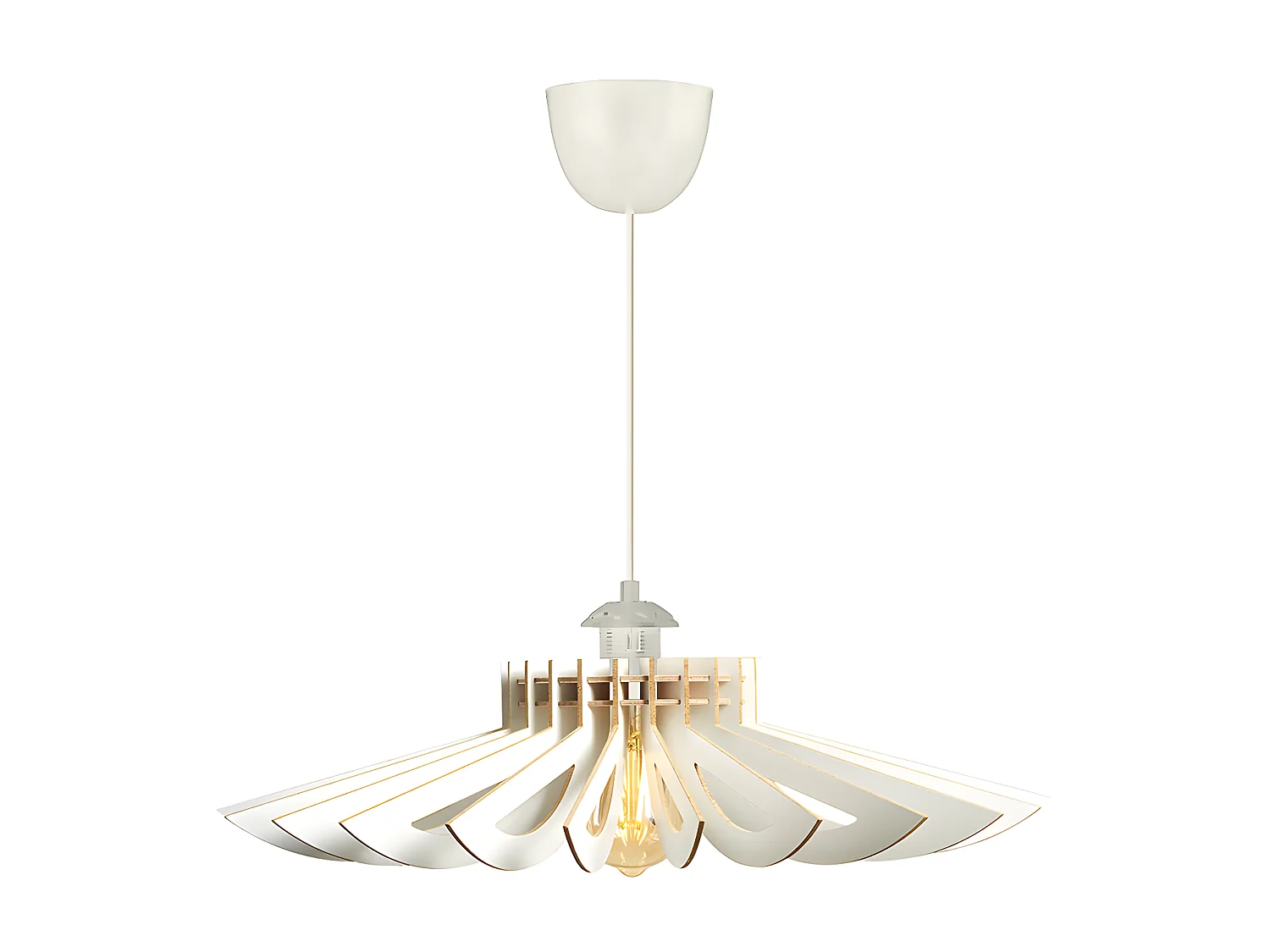 Perforerad MDF-taklampa - D. 68 x H. 50 cm - Vit - FARITA