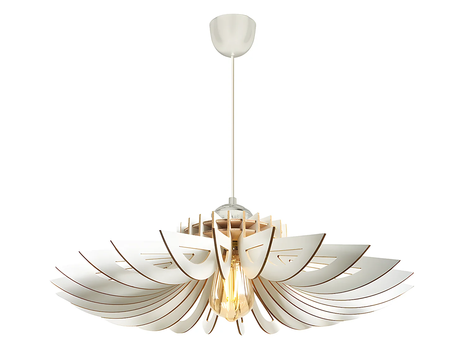 Hanglamp van MDF - D. 68 cm x H. 50 cm - Wit - FARITA