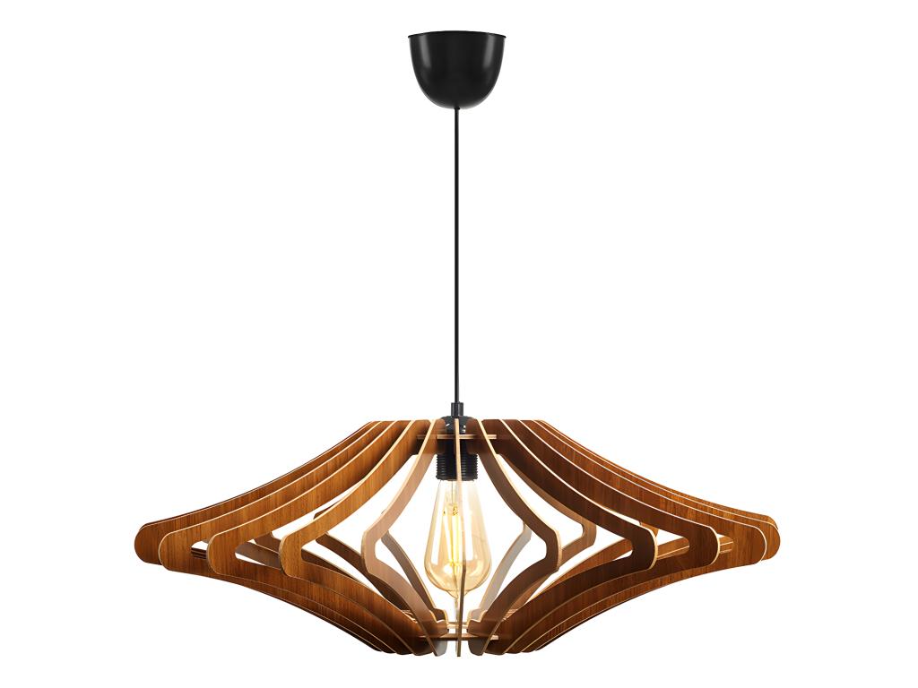 Suspension ajourée en MDF - D. 59 x H. 55 cm - Coloris noyer - FARITA