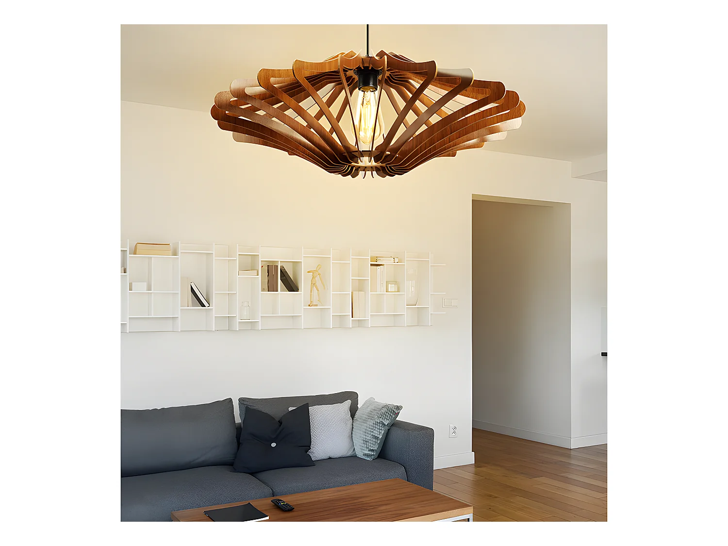 Perforarbejdet MDF-uro - Ø 59 x H. 55 cm - Valnød - FARITA