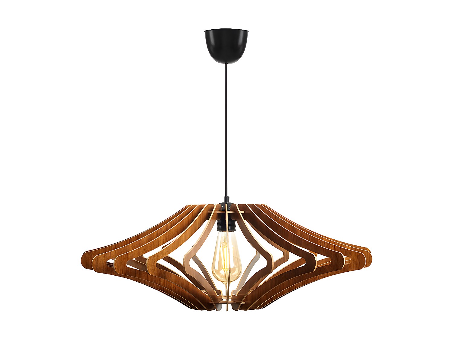 Deckenleuchte - MDF - 59 x 55 cm - Nussbaumfarben - FARITA günstig online kaufen