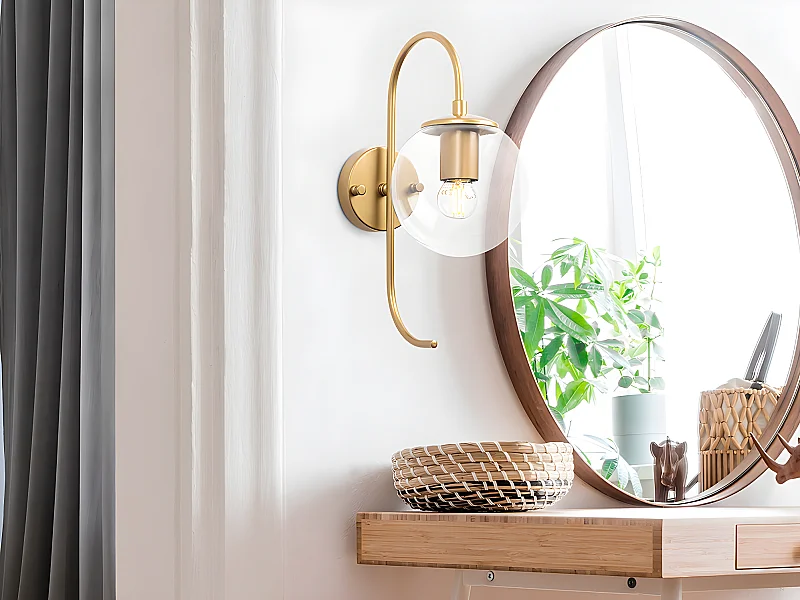 Applique en métal vintage - H. 36 cm - Doré - PROLAL