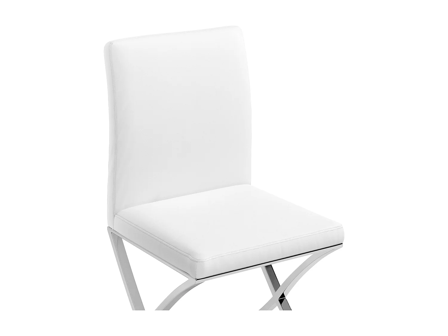 Lot de 6 chaises - Simili et acier chromé inoxydable - Blanc - CALY