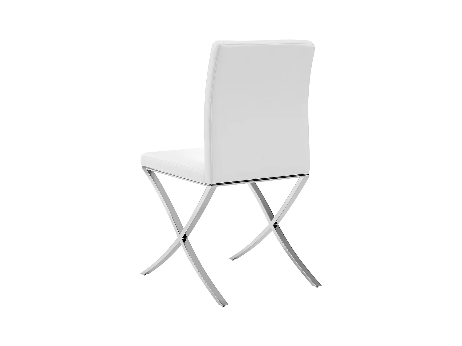 Lot de 6 chaises - Simili et acier chromé inoxydable - Blanc - CALY