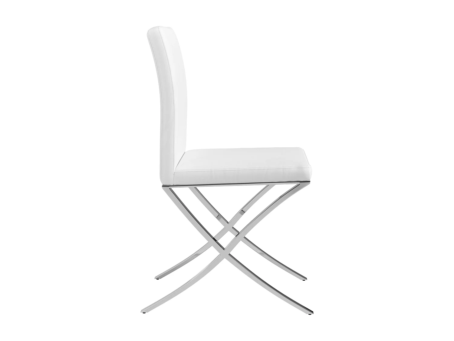 Lot de 6 chaises - Simili et acier chromé inoxydable - Blanc - CALY