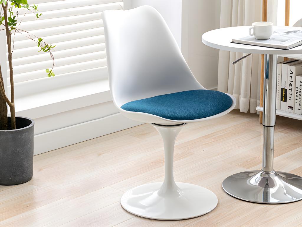 Lot de 2 chaises en polypropylène, tissu et acier - Bleu et blanc - XAFY