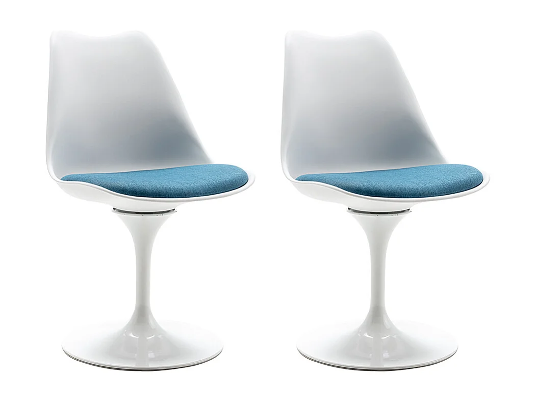 Stuhl 2er-Set - Polypropylen & Metall - Blau & Weiß - XAFY