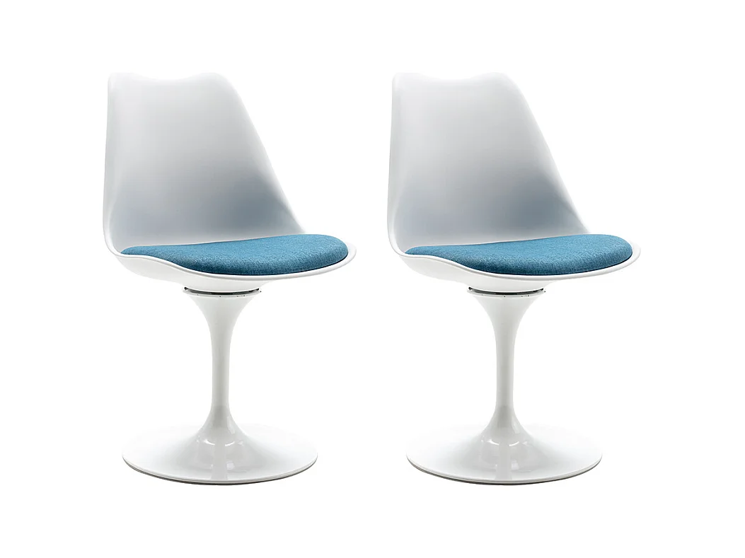 Sett med 2 stoler i polypropylen, stoff og stål - Blå og hvit - XAFY