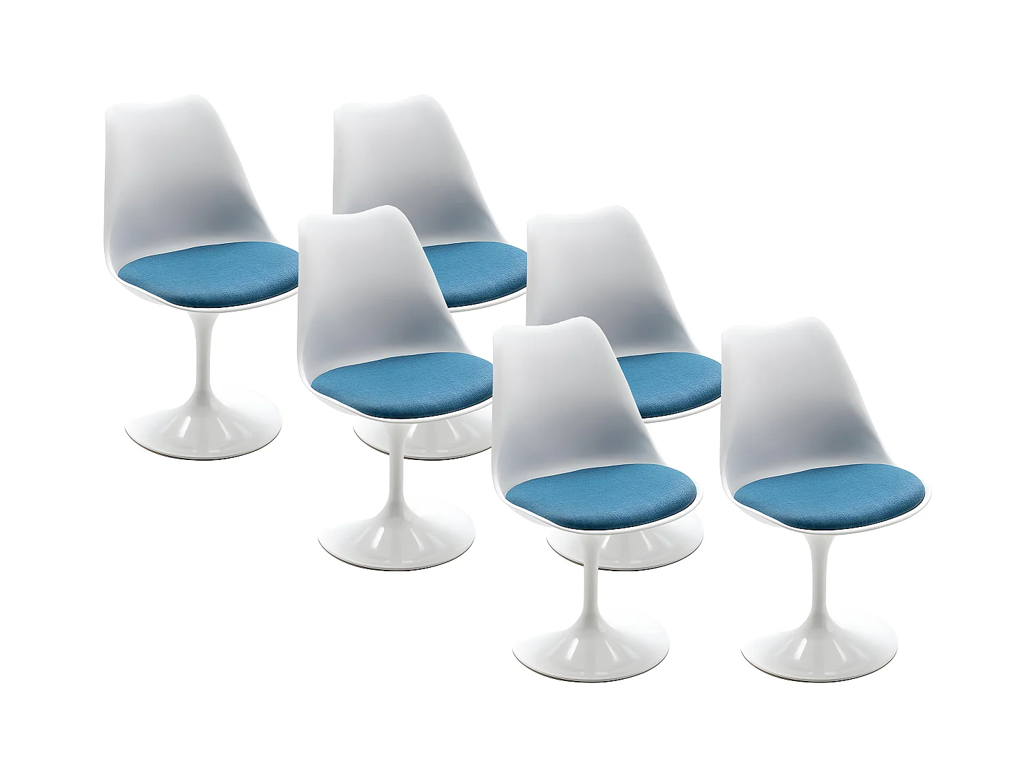 Stuhl 6er-Set - Polypropylen & Metall - Blau & Weiß - XAFY