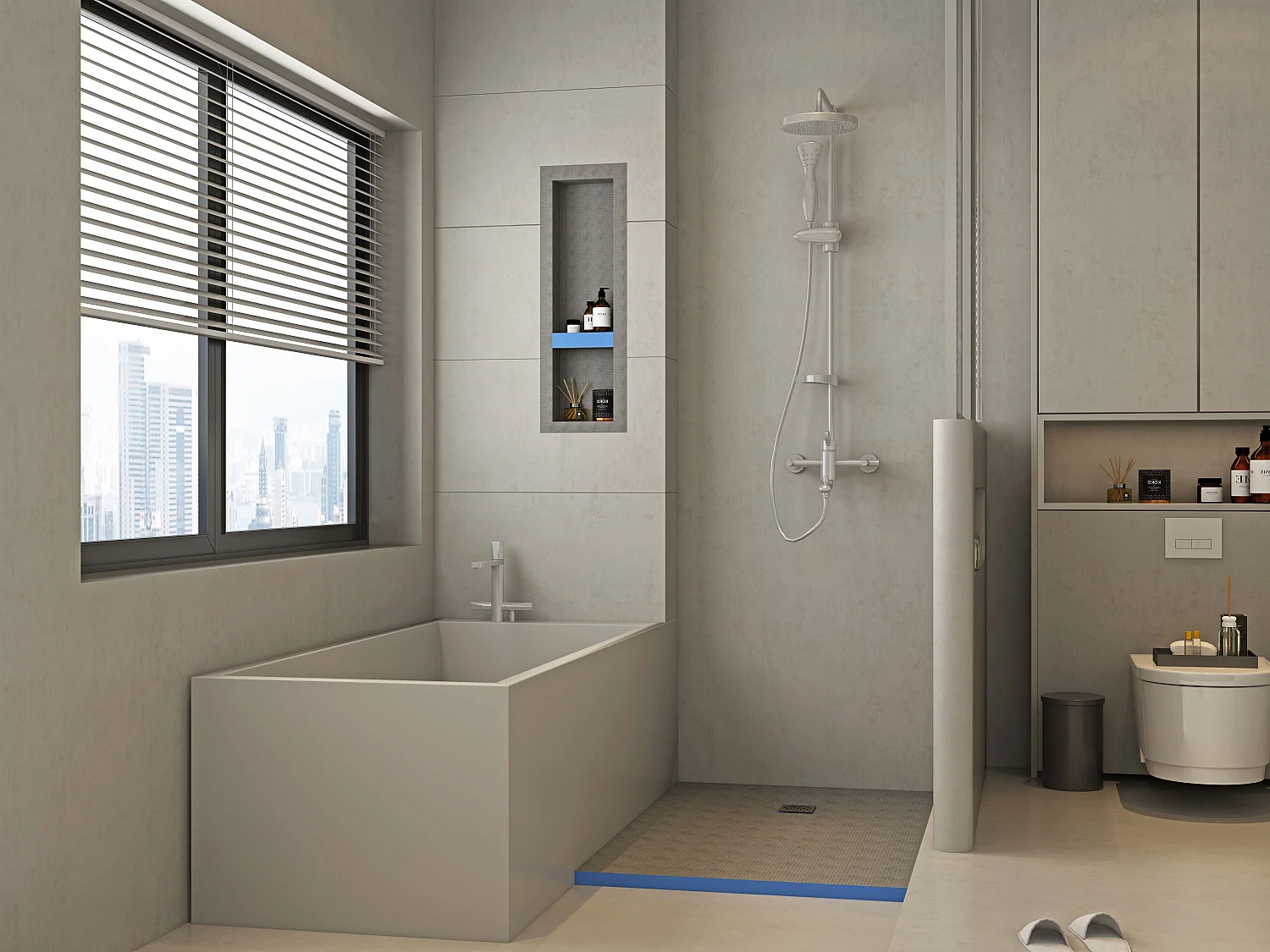 Niche de douche à encastrer et prête à carreler avec 1 étagère - 31 x 91 cm - KLARA