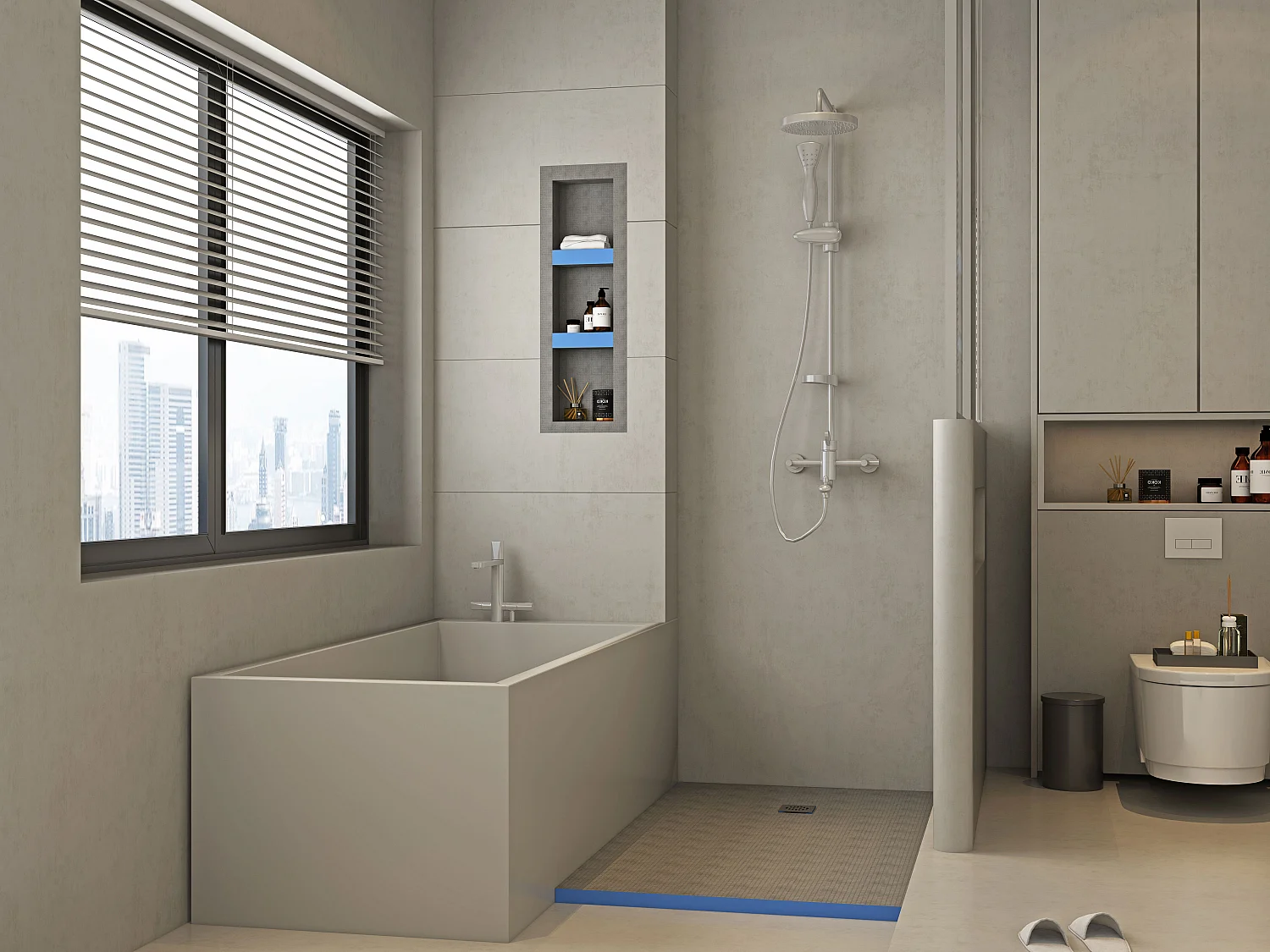 Niche de douche à encastrer et prête à carreler avec 2 étagères - 31 x 91 cm - KLARA