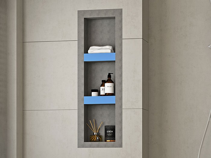 Nicchia Doccia Ad Incasso In Acciaio Inox Nero - Mensola A Parete Per Bagno Senza Piastrelle, Cubby Portaoggetti