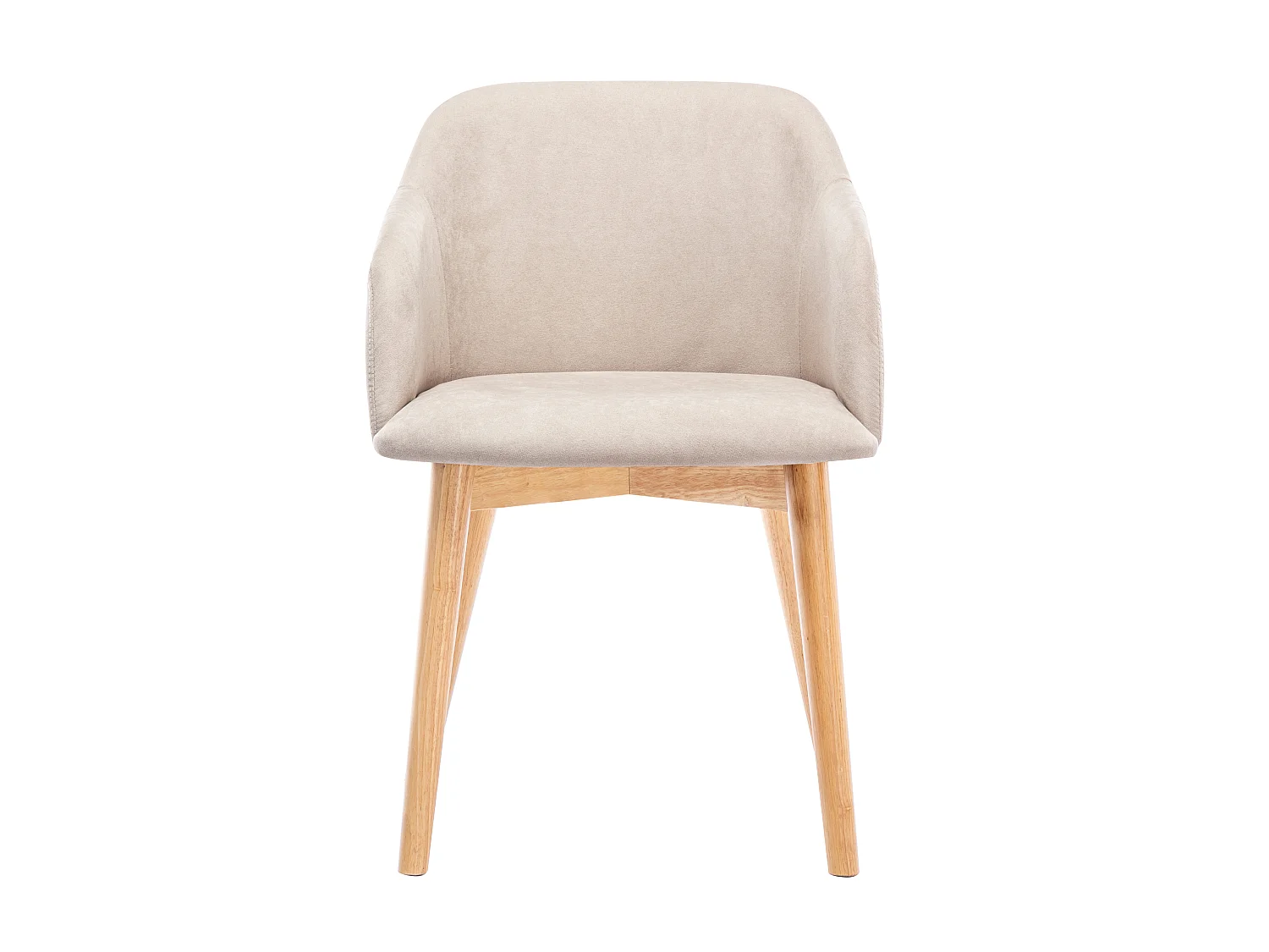 Lot de 6 chaises avec accoudoirs en tissu et bois d'hévéa - Beige - JELISA