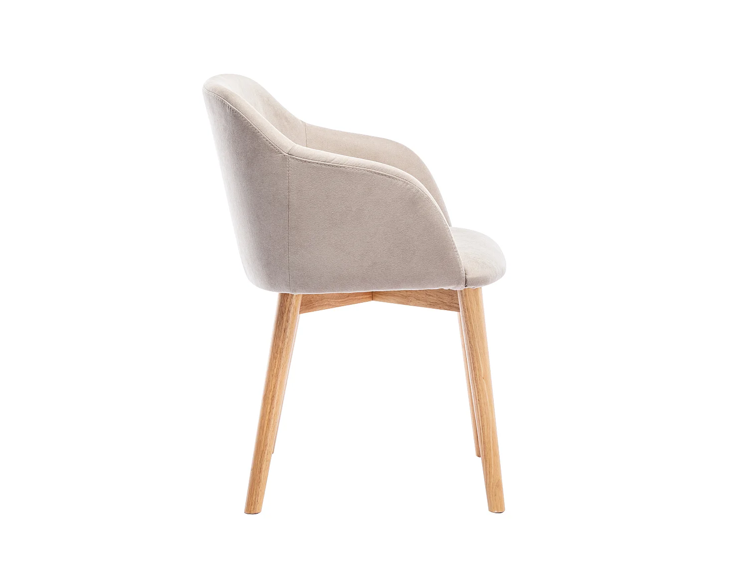 Lot de 6 chaises avec accoudoirs en tissu et bois d'hévéa - Beige - JELISA