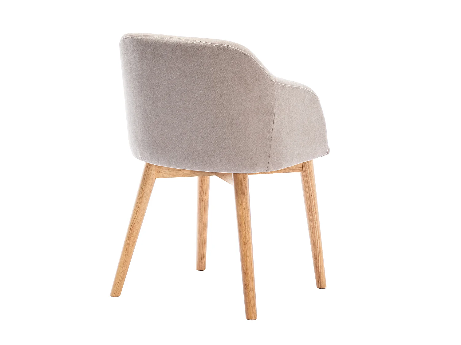 Lot de 6 chaises avec accoudoirs en tissu et bois d'hévéa - Beige - JELISA