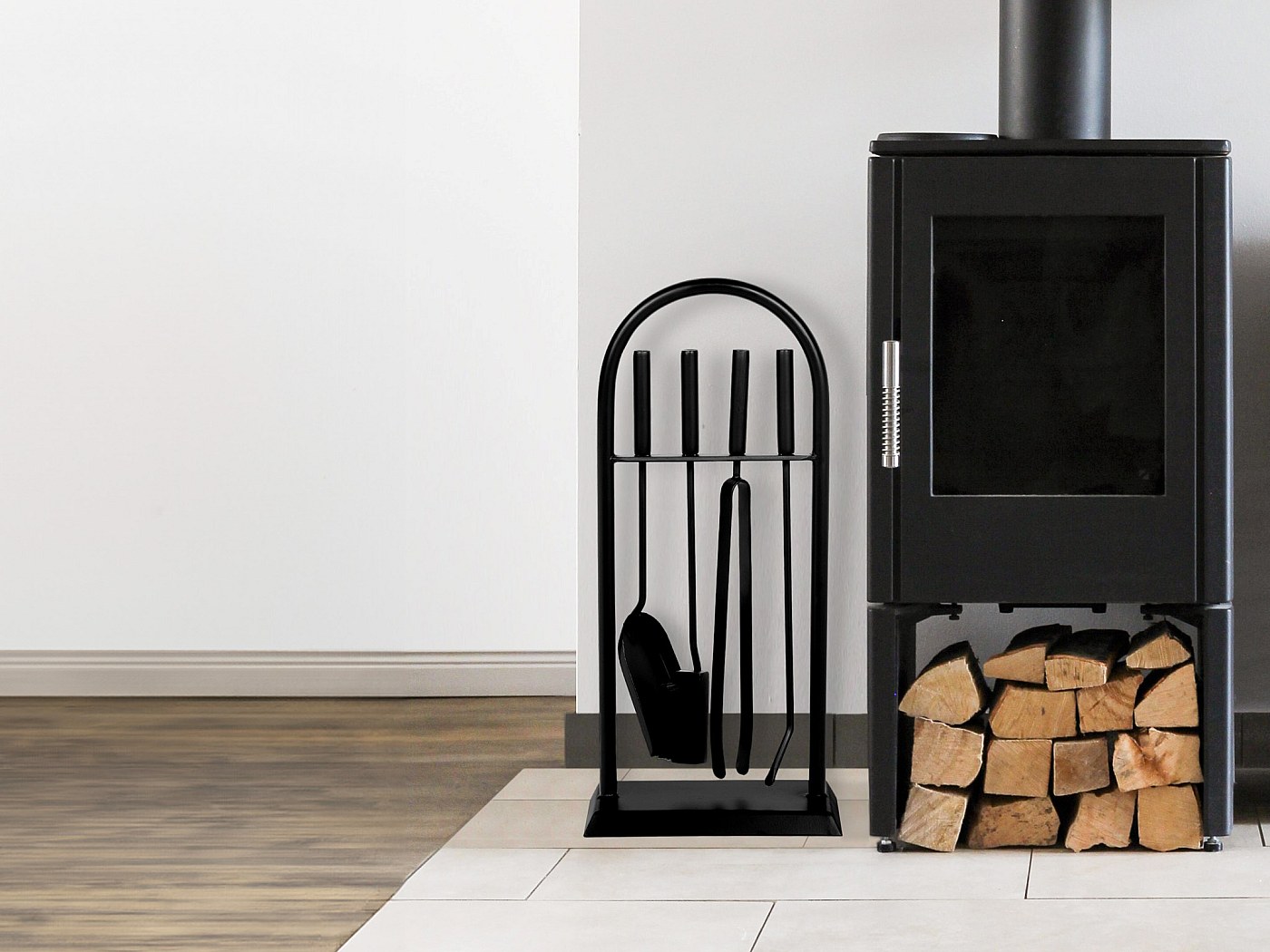 Benta Kaminbesteck Helsinki, 4-teilig – Aus Carbon-Stahl Mit Holzgriffen, 67 Cm Hoch