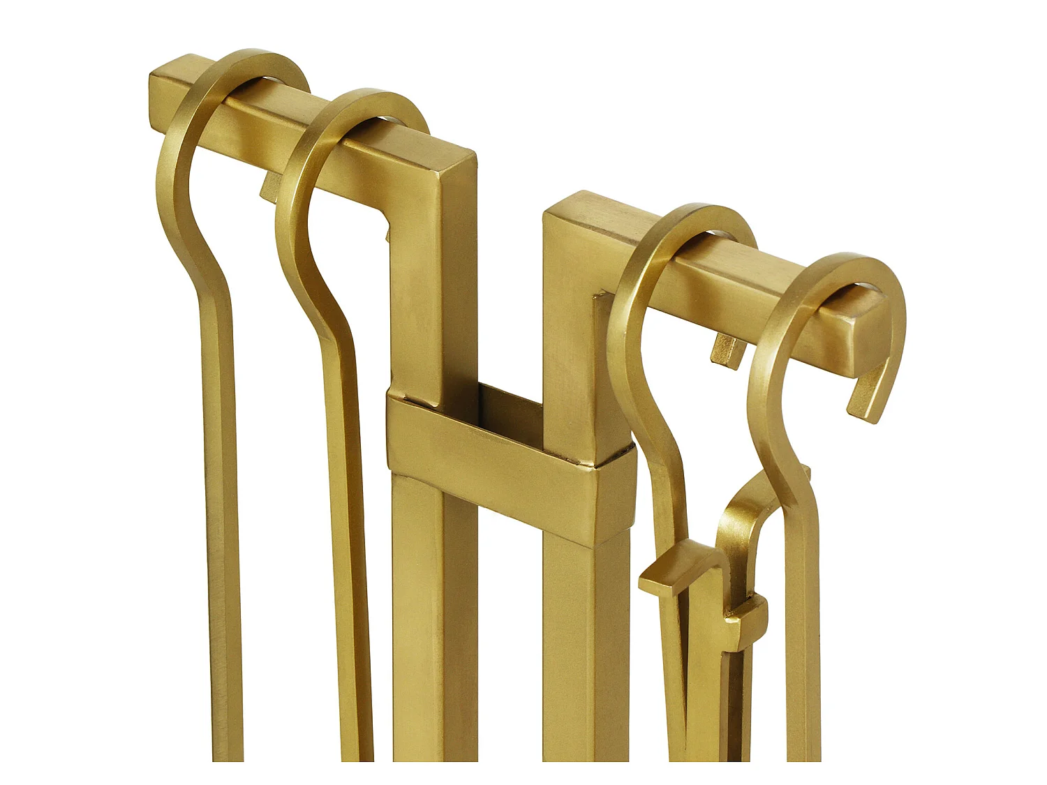 Serviteur de cheminée 4 outils en laiton doré - L. 25 x P. 15 x H. 60 cm  - ASSIOUT