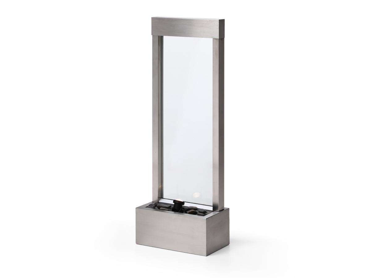Außenbrunnen aus Edelstahl & Glas mit LED-Beleuchtung - H 108 cm - Silberfa günstig online kaufen