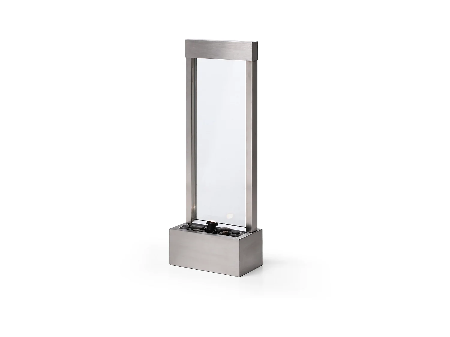 Fuente de exterior de acero inoxidable y vidrio con LED - Alt. 108 cm - Plateado - PANGA