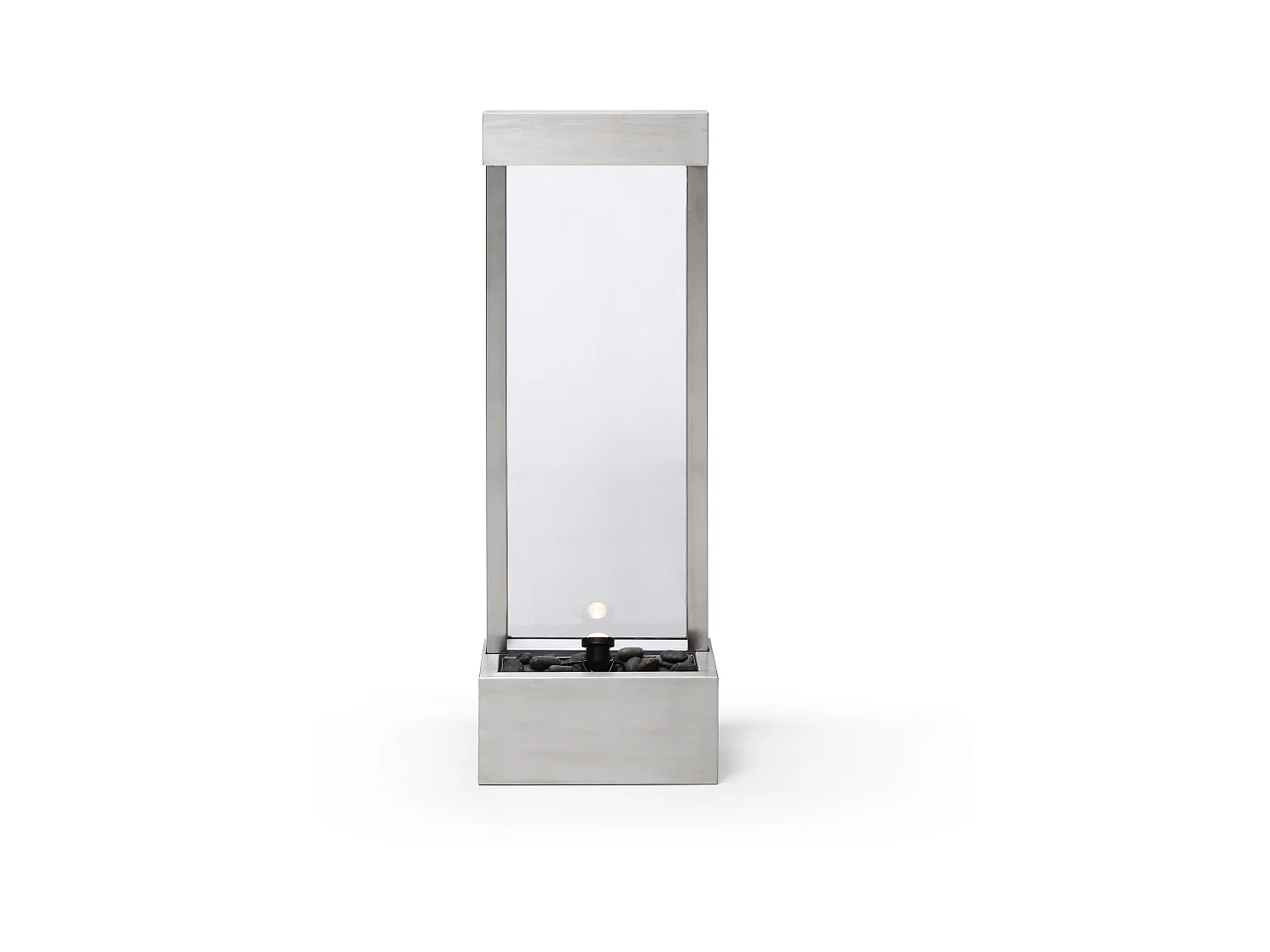 Fuente de exterior de acero inoxidable y vidrio con LED - Alt. 108 cm - Plateado - PANGA