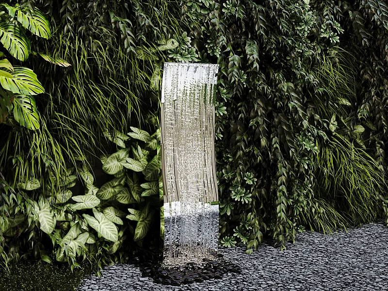 Fontaine d'extérieur vague en acier inoxydable - H.130 cm - Argenté - HOKI