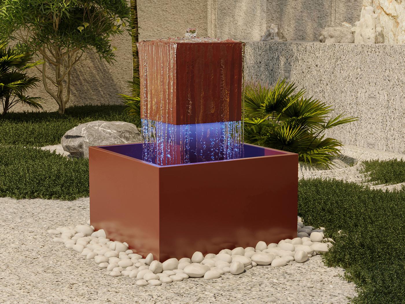 Fontaine D Ext Rieur En Acier Inoxydable Et Verre H Cm Terracotta Cardina