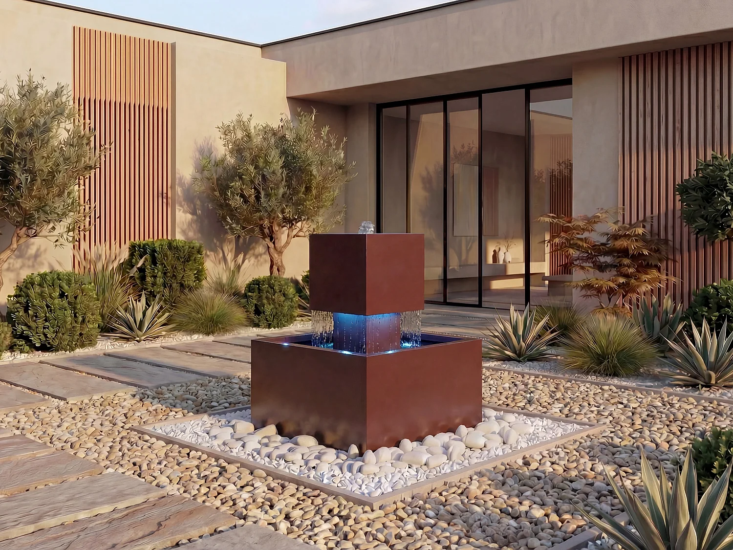 Fontana per esterni in Acciaio inox con LED H.65 cm Terracotta - CARDINA