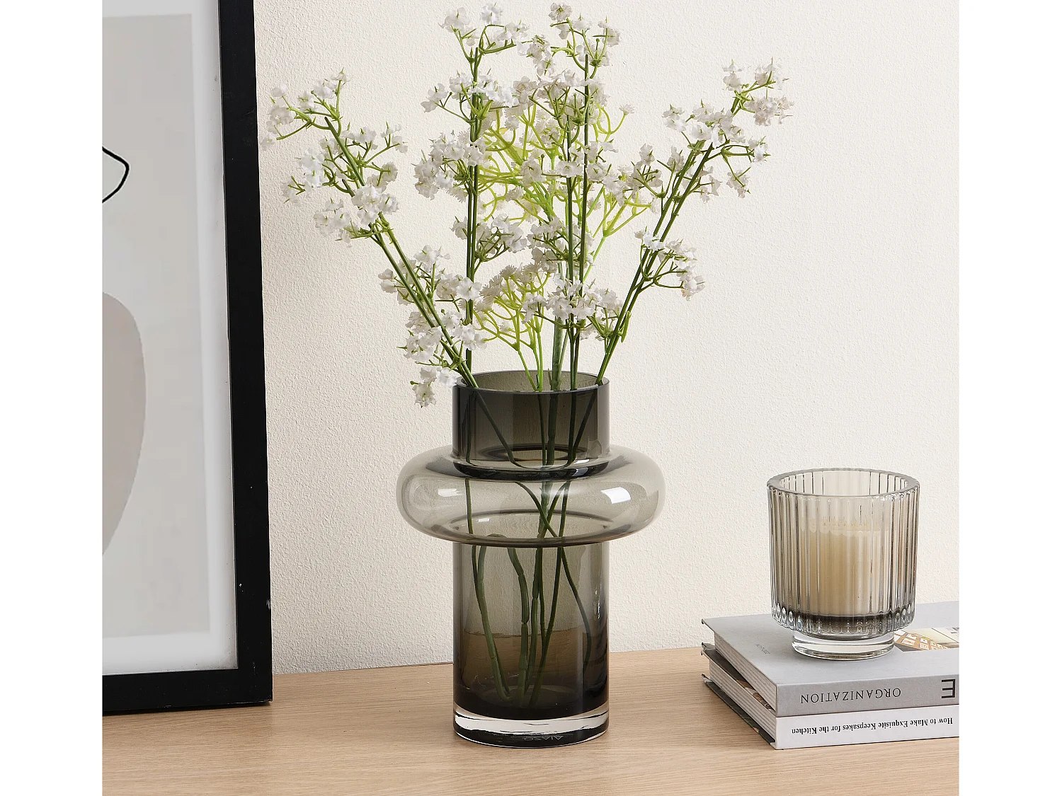 Vase en verre teinté - D.16,5 x H.25 cm - Verre - Gris fumé - VALOIT