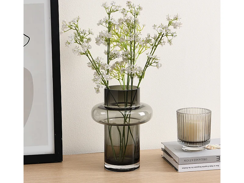 Vase en verre teinté - D.16,5 x H.25 cm - Verre - Gris fumé - VALOIT